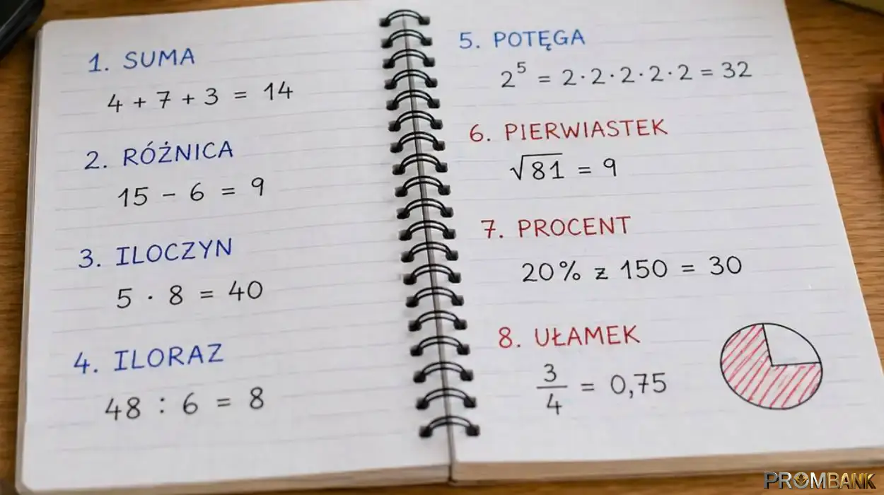 iloraz, iloczyn, suma, różnica