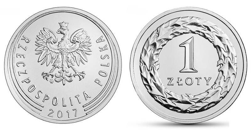  Moneta 1 zł w obiegu od 2017 r. 